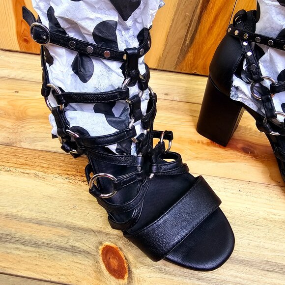 Torrid Black O-ring Studded Strappy Heels Size 9 Wide Width - Picture 5 of 9